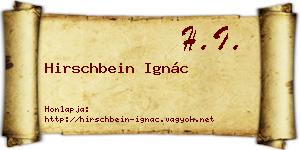 Hirschbein Ignác névjegykártya