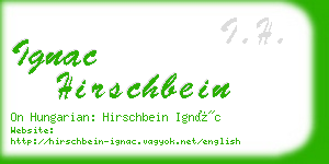 ignac hirschbein business card